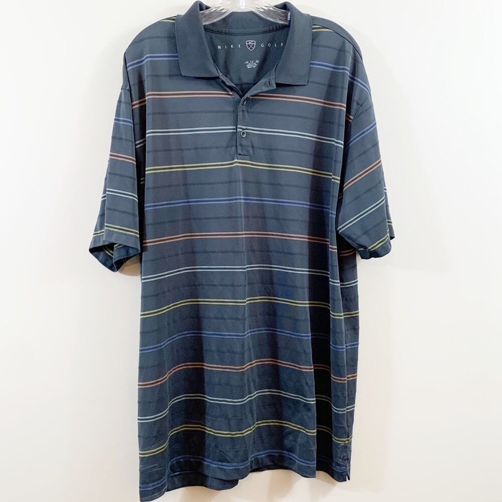 Nike Golf Charcoal Gray Striped Polo